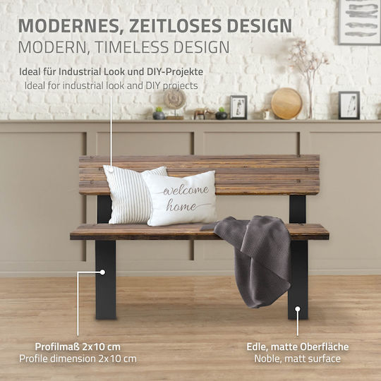 ML-Design ML-Design Metal Furniture Leg 2 Pieces Suitable for Table / Coffee Table 40x10x78.5cm Black