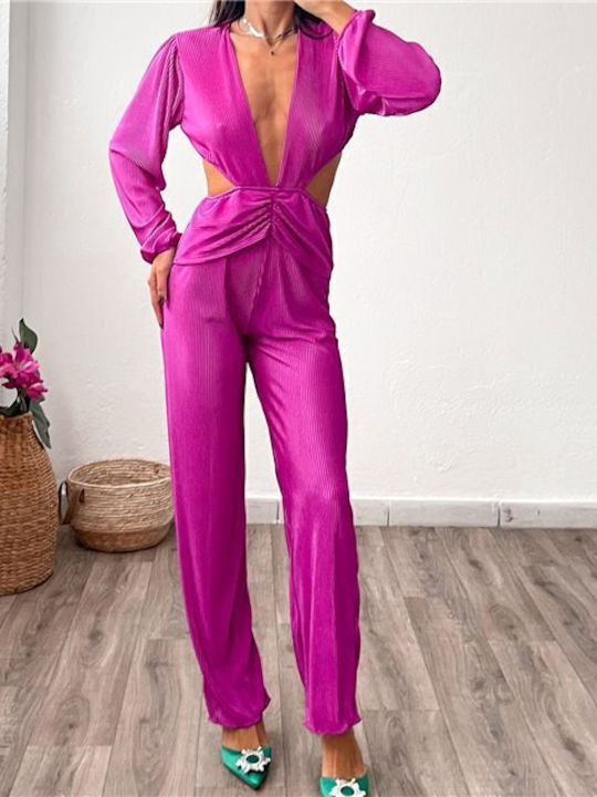 Chica Women's Long-sleeved One-piece Suit Pink