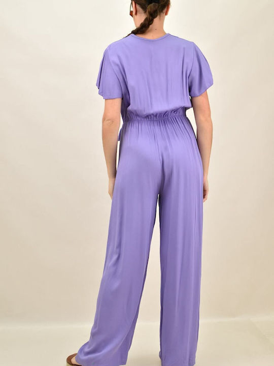 Women's Short-sleeved One-piece Suit Purple