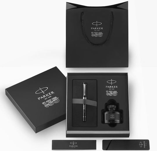 Parker Duofold Πένα Γραφής Fine 0.6mm Μαύρη με Μαύρο Μελάνι
