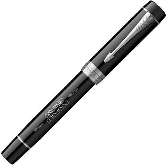 Parker Duofold Πένα Γραφής Fine 0.6mm Μαύρη με Μαύρο Μελάνι