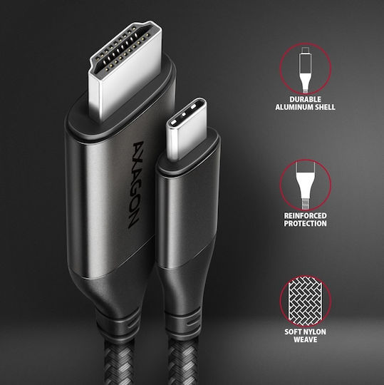 Axagon Cablu HDMI 2.0 Premium High Speed 4K 60Hz HDR HDMI De Sex Masculin - HDMI De Sex Masculin 1.8m Argintiu