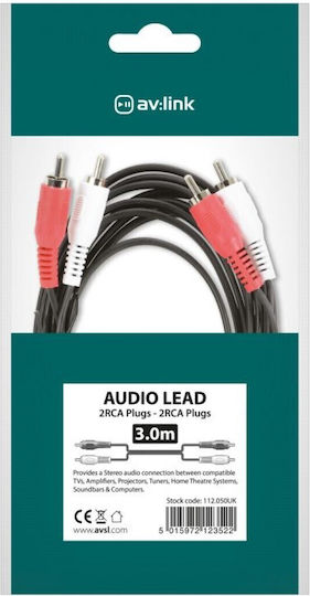 AvLink Cable 2x RCA male - 2x RCA female 10m 112.060UK