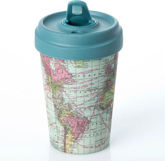 Cup Cană Bambus cu Capac Verde 400ml