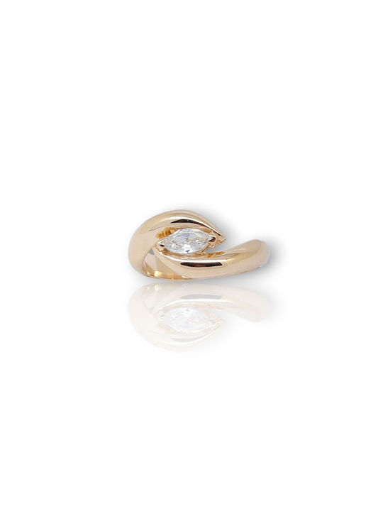 Mentzos Single Stone Ring of Pink Gold 14K