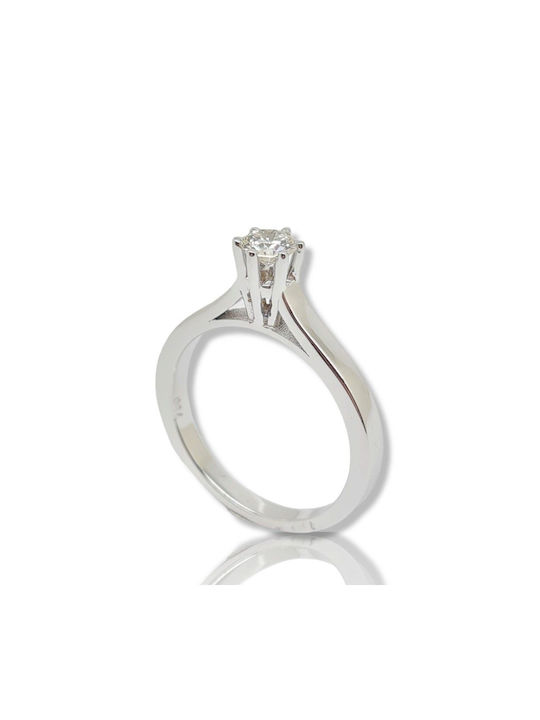 Mentzos Single Stone from White Gold 18K with Diamond