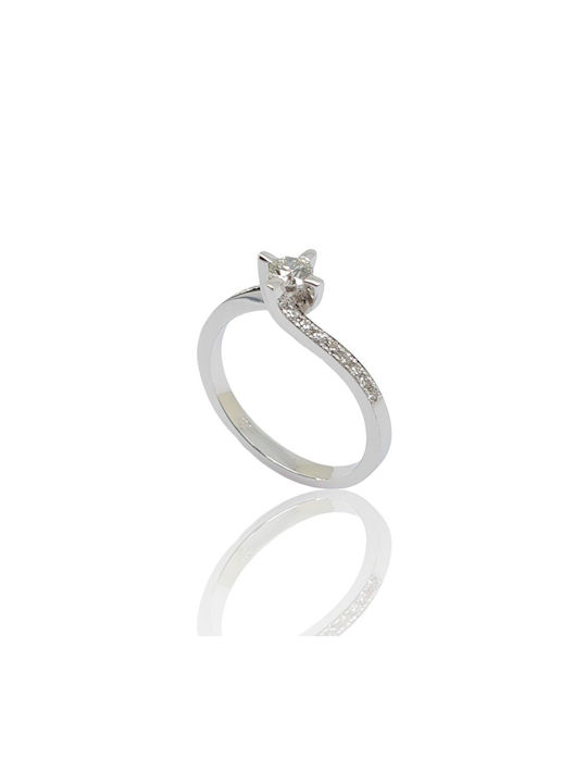 Mentzos Single Stone from White Gold 18K with Diamond