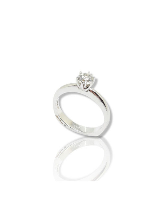 Mentzos Single Stone from White Gold 18K with Diamond