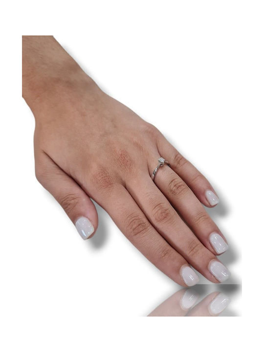 Mentzos Single Stone from Gold 18K with Diamond