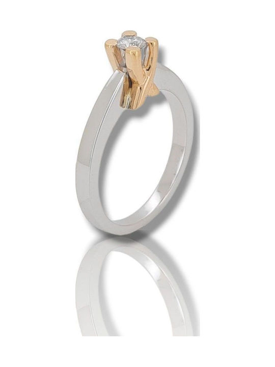 Mentzos Single Stone from Gold 18K with Diamond