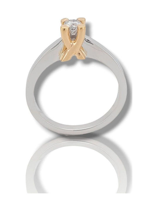 Mentzos Single Stone from Gold 18K with Diamond