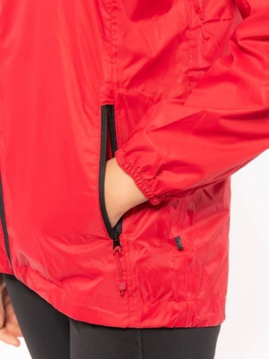 Waterproof Kids' Casual Jacket Short with Hood Red