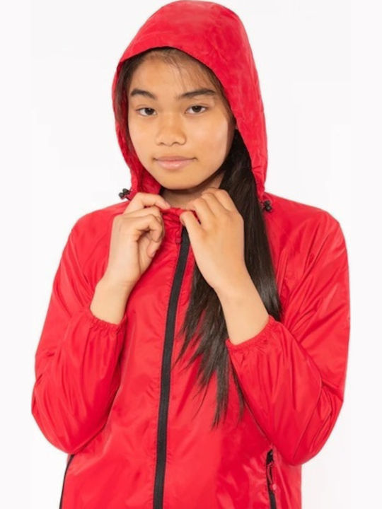 Waterproof Kids' Casual Jacket Short with Hood Red