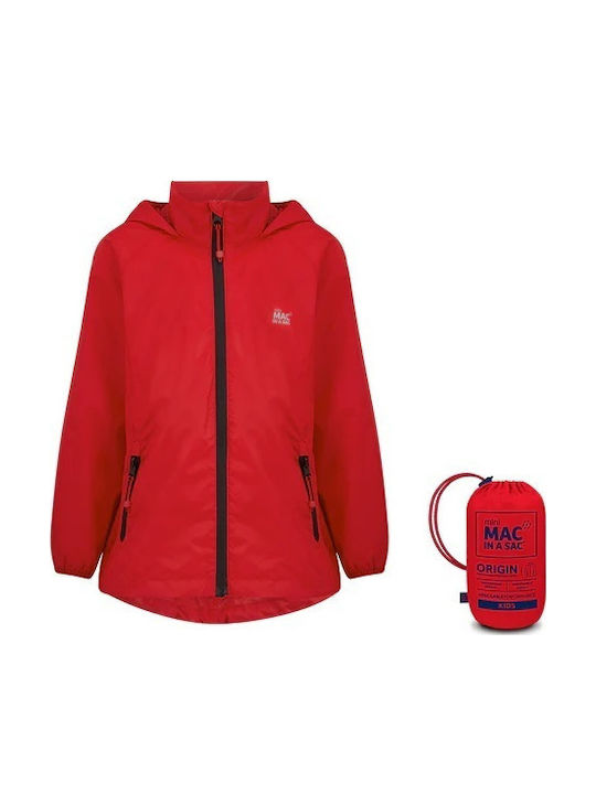Waterproof Kids' Casual Jacket Short with Hood Red
