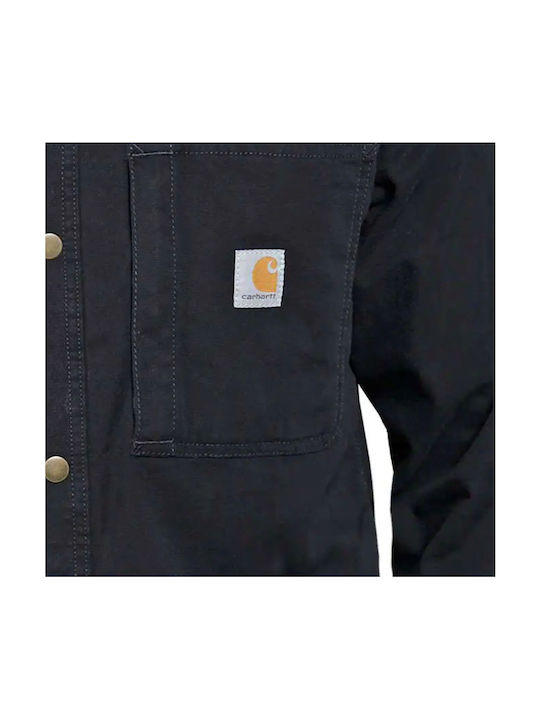 Μακρυμάνικo Τζιν Overshirt σε Φαρδιά Γραμμή Μαύρο