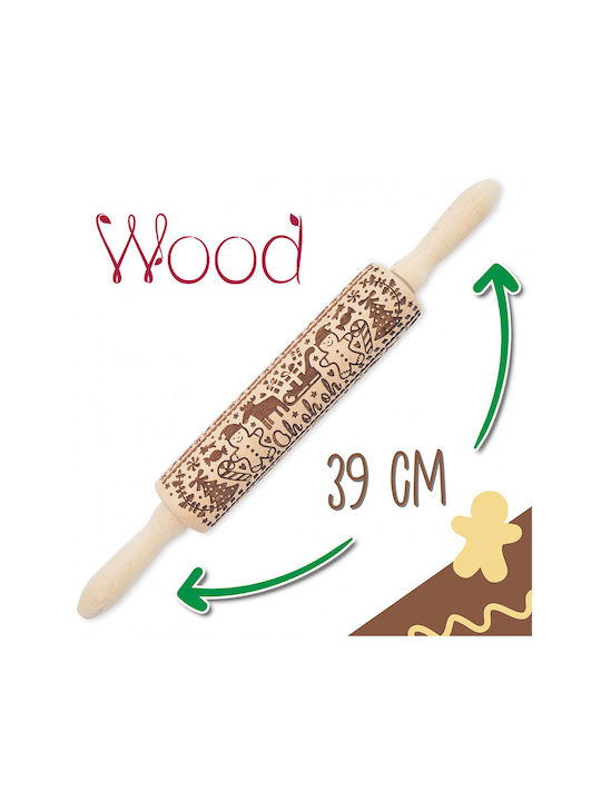 Scrap Cooking Christmas Tableware Ornaments Wooden Rolling Pin 39x4.5x4.5cm