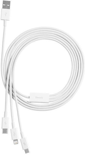 Baseus Superior Regular USB to Type-C / Lightning / micro USB 1m 3.5A Cable White (P10320105221-00)