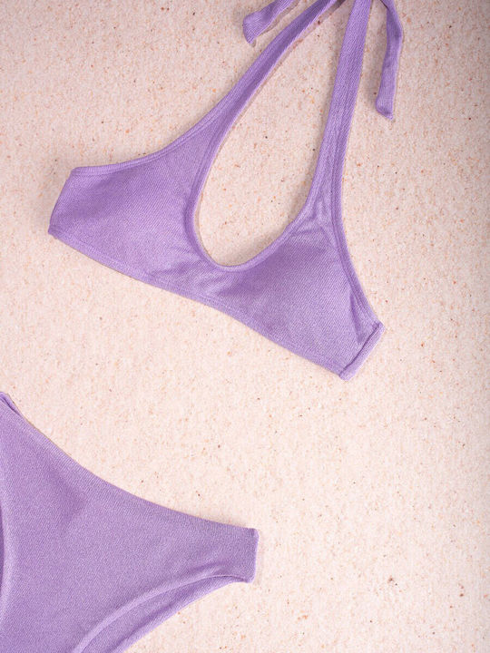 The Lady Set Bikini Triunghi & Brazilia Talie înaltă Violet