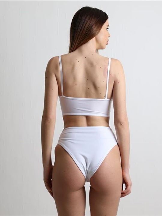 Set Bikini Μπουστάκι Ψηλόμεσο Λευκό