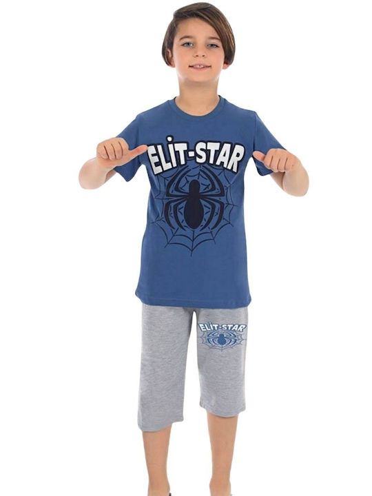 Elit Star Set Top & Bottom Kids Summer Cotton Pyjamas Blue