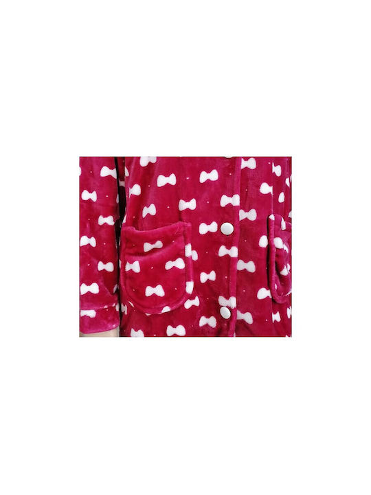 Lydia Creations Παιδική Ρόμπα Χειμωνιάτικη Fleece Μπορντό