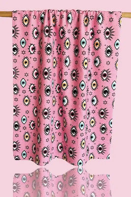 Tortue Eyes Kids Beach Towel Pink 140x70cm