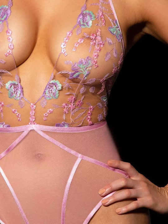 La Lolita Amsterdam Sexy Κορμάκι με Διαφάνεια Ροζ
