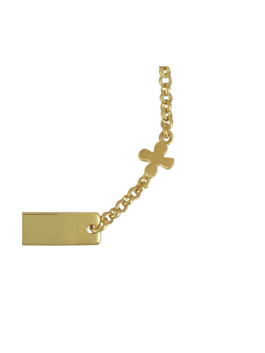 Kiriakos Gofas Kids Gold Plated Silver ID Bracelet with Stone for Girl