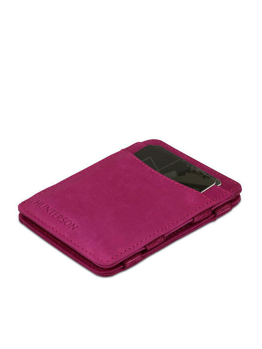 Magic Wallet Δερμάτινο Ανδρικό Πορτοφόλι Καρτών με RFID Ροζ