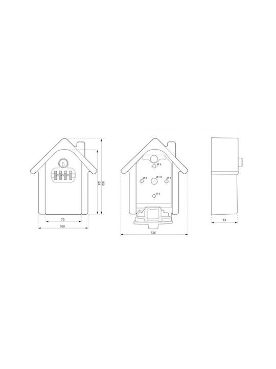 Thirard Suport De Chei Cu Combinație Metalic Cu Roată Cu Combinație 10x5.5x15cm Montare Pe Perete