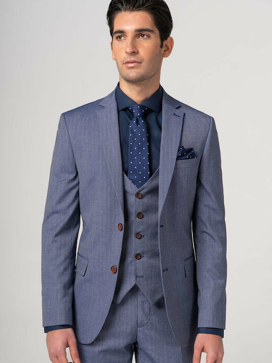 Fragosto Men's Suit with Vest Blue