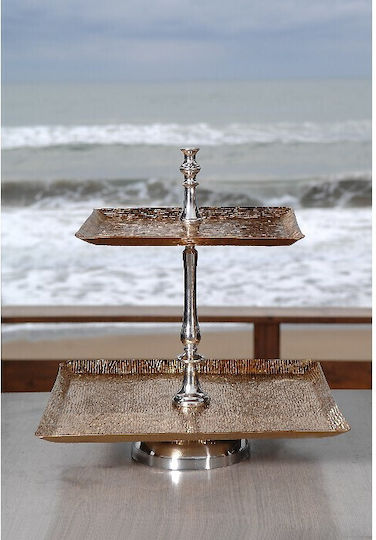 Metallic Dessert Tower Stand with 2 Tiers Gold