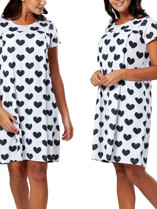 Summer Cotton Formal Occasion Short Sleeve Maternity Dress White