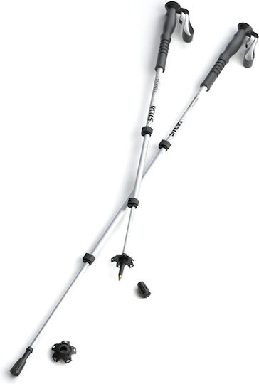 Silva Pair of Compact Aluminum Trekking Poles with 3 Sections White 230gr