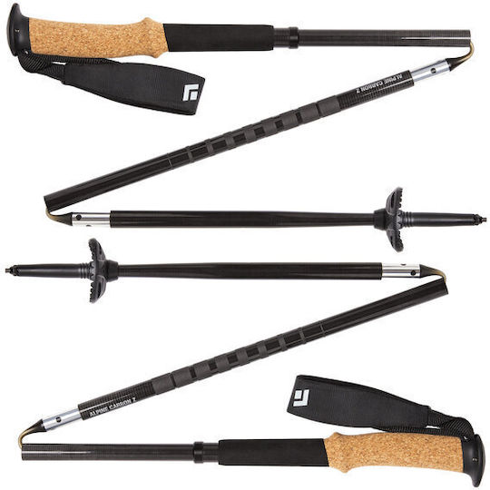 Black Diamond Pair of Compact Carbon Fiber Trekking Poles with 3 Sections Black 405gr