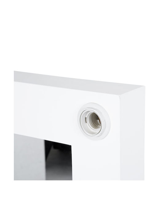 GloboStar Wall Mirror with White Wooden Frame & LED Lighting 90x60cm 1pcs