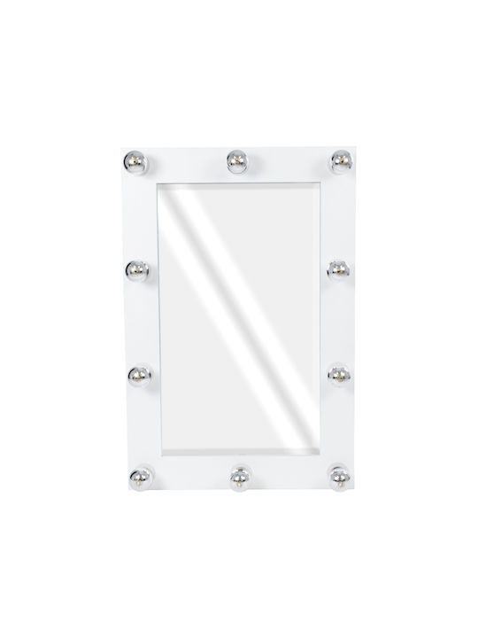 GloboStar Wall Mirror with White Wooden Frame & LED Lighting 90x60cm 1pcs