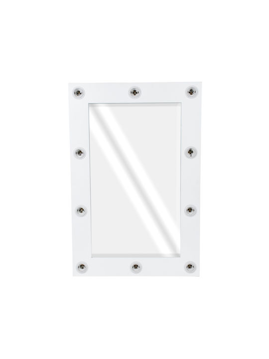 GloboStar Wall Mirror with White Wooden Frame & LED Lighting 90x60cm 1pcs
