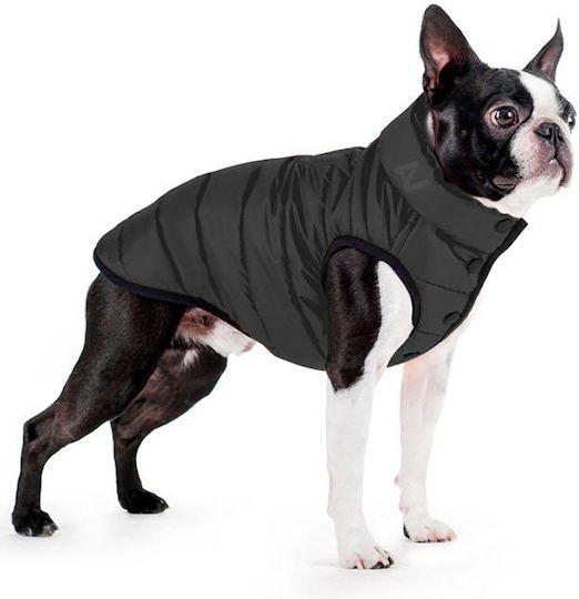 WauDog Black Waterproof Dog Coat with Hood with 22cm Back Length