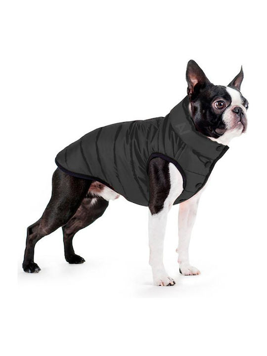 WauDog Hundemantel Wasserdicht Schwarz mit Rückenlänge 25 cm.
