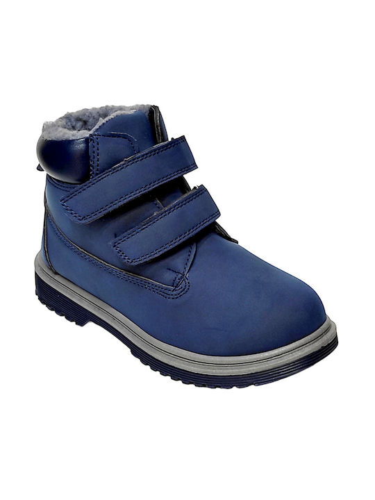 Happy Bee Kids Military Boots with Hoop & Loop Closure Blue