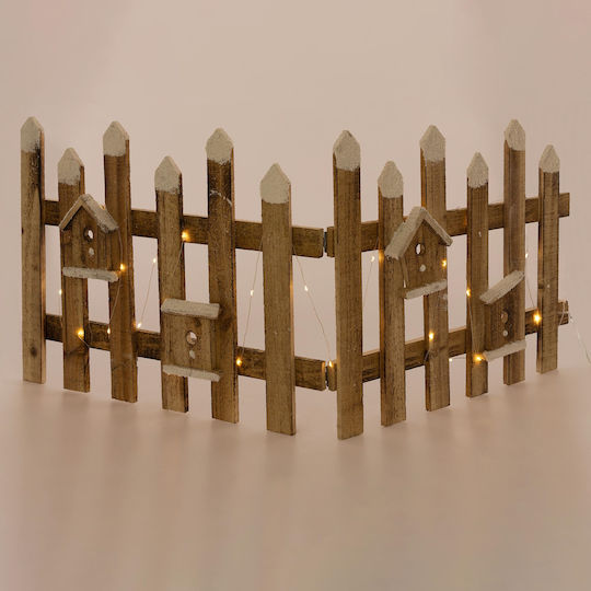 ECD Germany Illuminated Christmas Wooden Figure Fence Brown 39x39x39cm