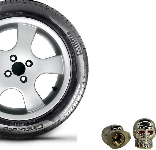 Mizoo Capace de Valvă pentru Anvelope Auto Skeletor Argintiu 4buc