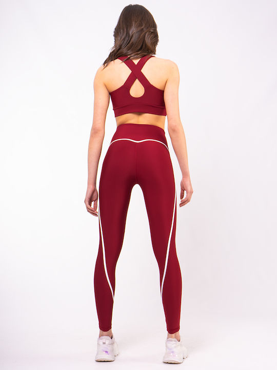 The Lady Women's Training Legging High Waisted & Push Up Burgundy