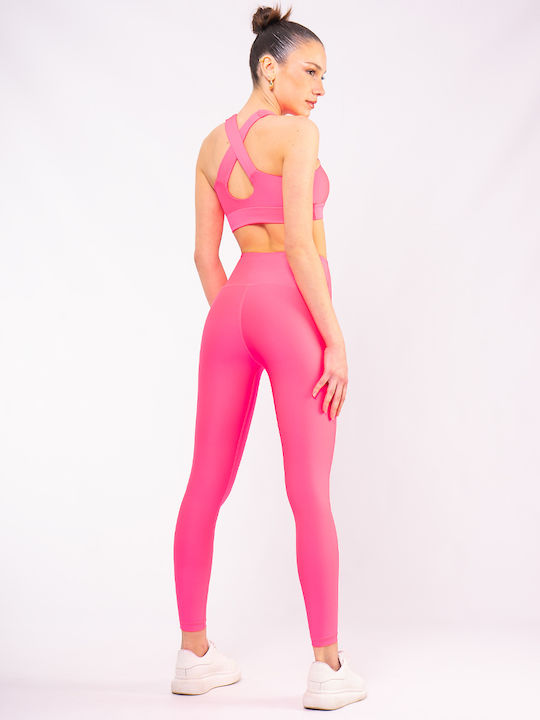 Training Women's Long Firming High Waist & Push Up Pink Leggings