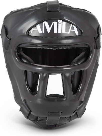 AMILA Adult Full Face Boxing Headgear Leather Black