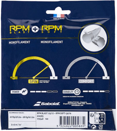 Babolat RPM Blast Χορδή Τένις Μαύρη 2m, Φ1,25mm