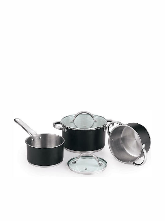 Bergner Pots Set of Aluminum with Non-stick Coating Black 5pcs