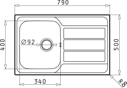 Pyramis Athena 1B 1D 100178701 Drop-In Мивка Inox Сатен Ш79xД50см Сребрист