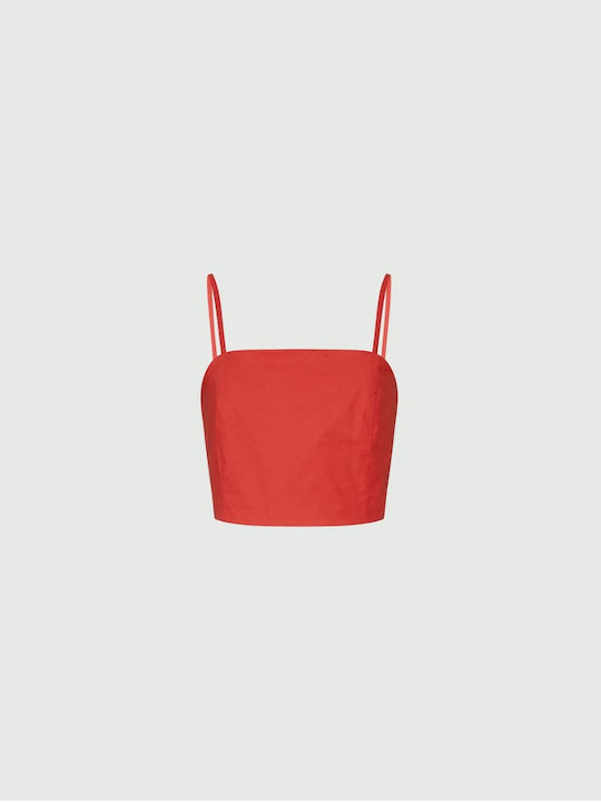 Damen Korsett Bluse mit Trägern Rot